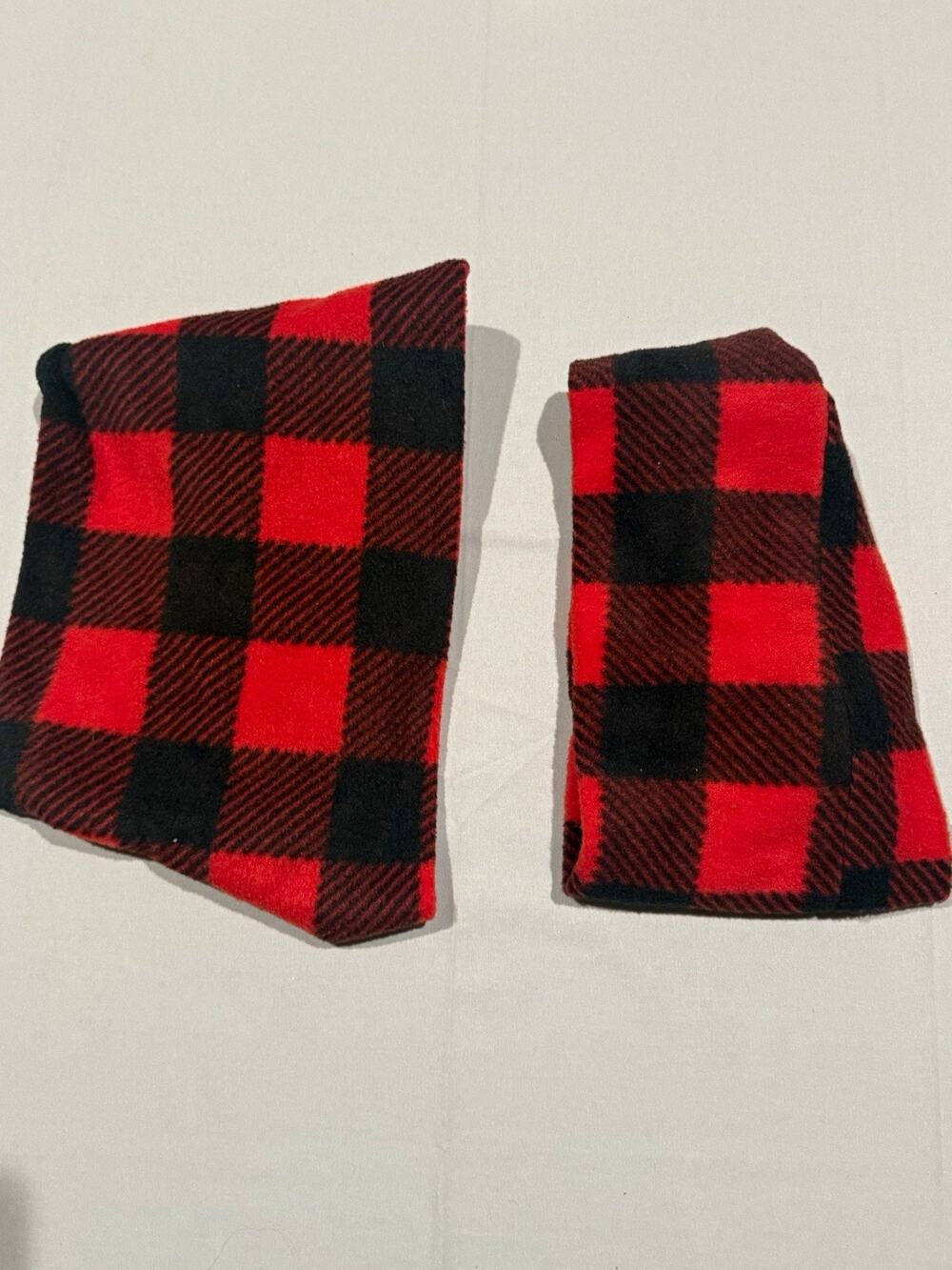 Red Black Buffalo Plaid Fleece Pull-Through Neck Warmer Scarf – Set of 2 Kids